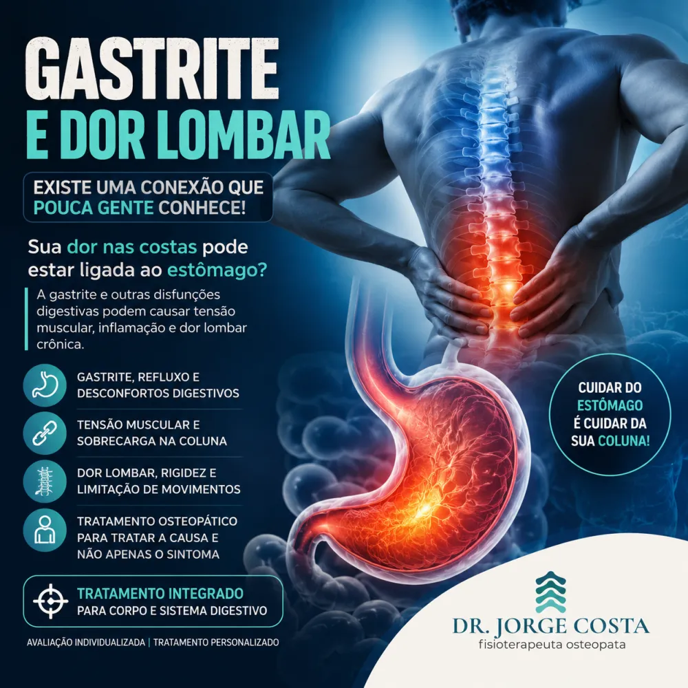Gastrite e dor lombar: existe relação? A Osteopatia pode ajudar a entender essa conexão.
