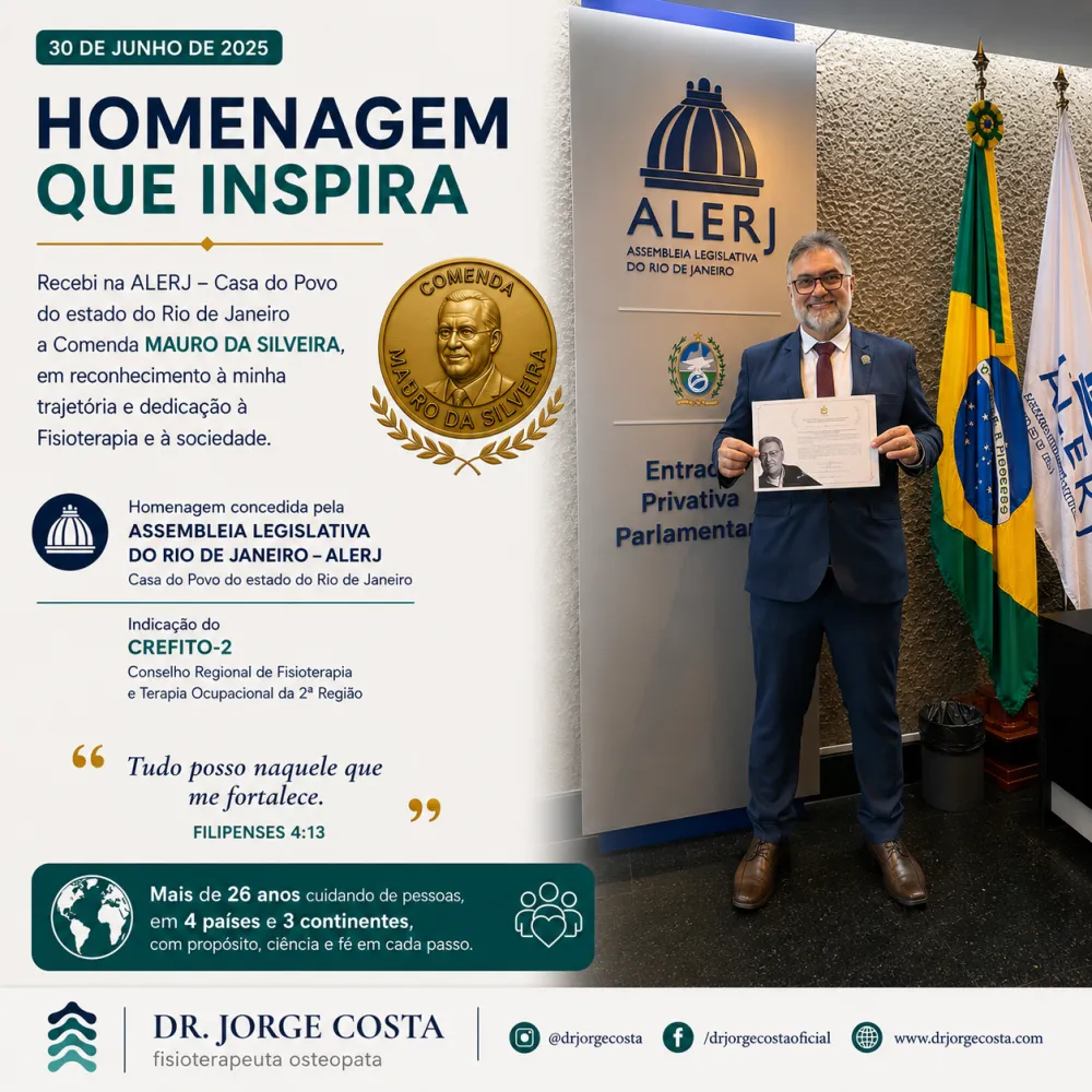 Homenagem na ALERJ: reconhecimento por uma trajetória dedicada à Fisioterapia, Osteopatia e tratamento da dor