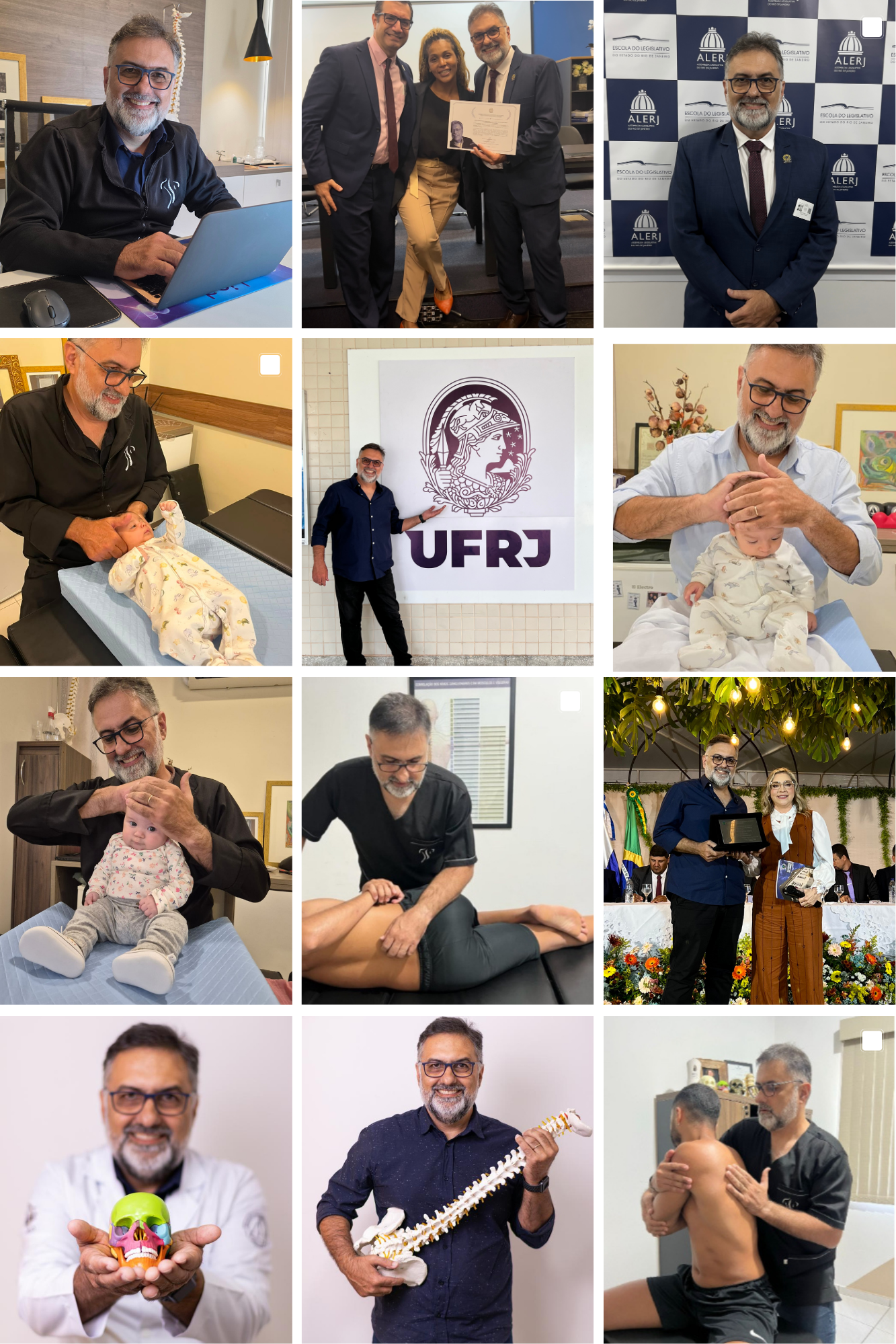Mosaico de momentos do Dr. Jorge Costa: atendimentos, docência e reconhecimentos